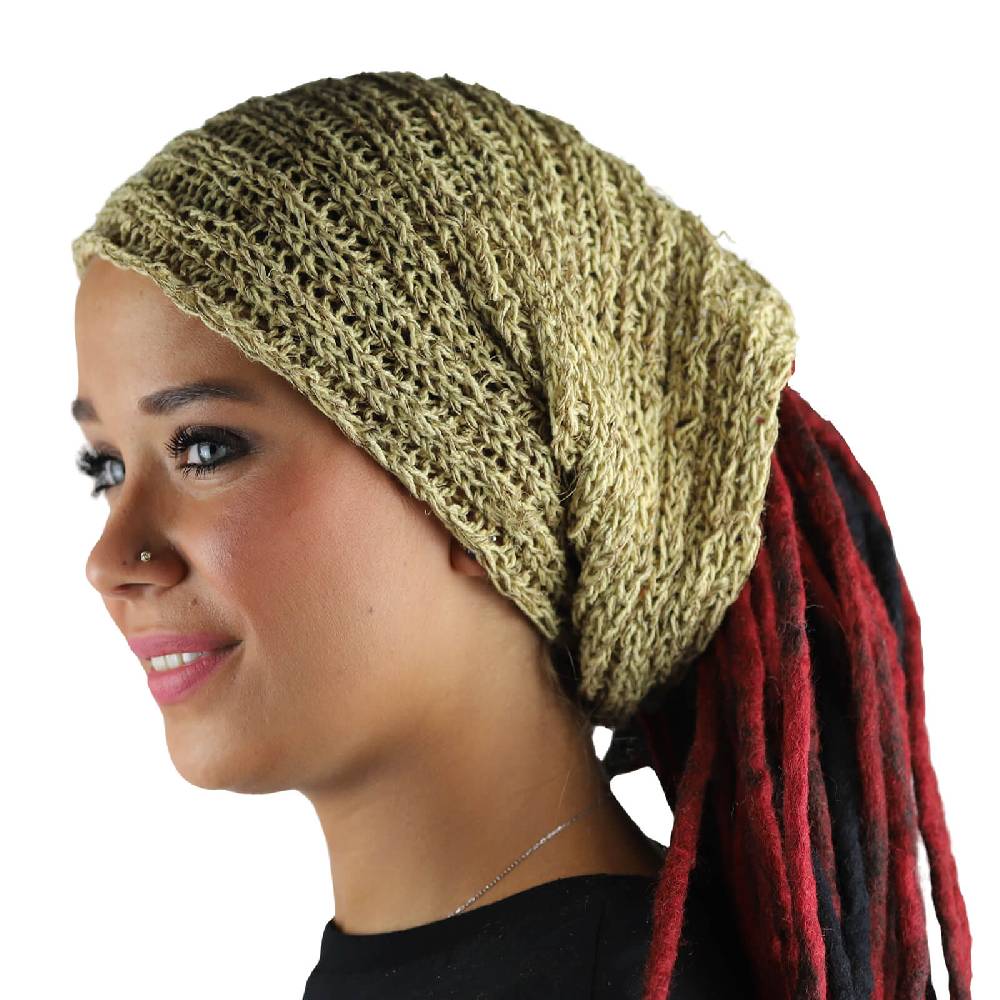 Kunst Und Magie Kunst und Magie Dreadtube Stirnband Koftuch Mütze aus Hanf Beanie Natur Hippie Goa Dreads