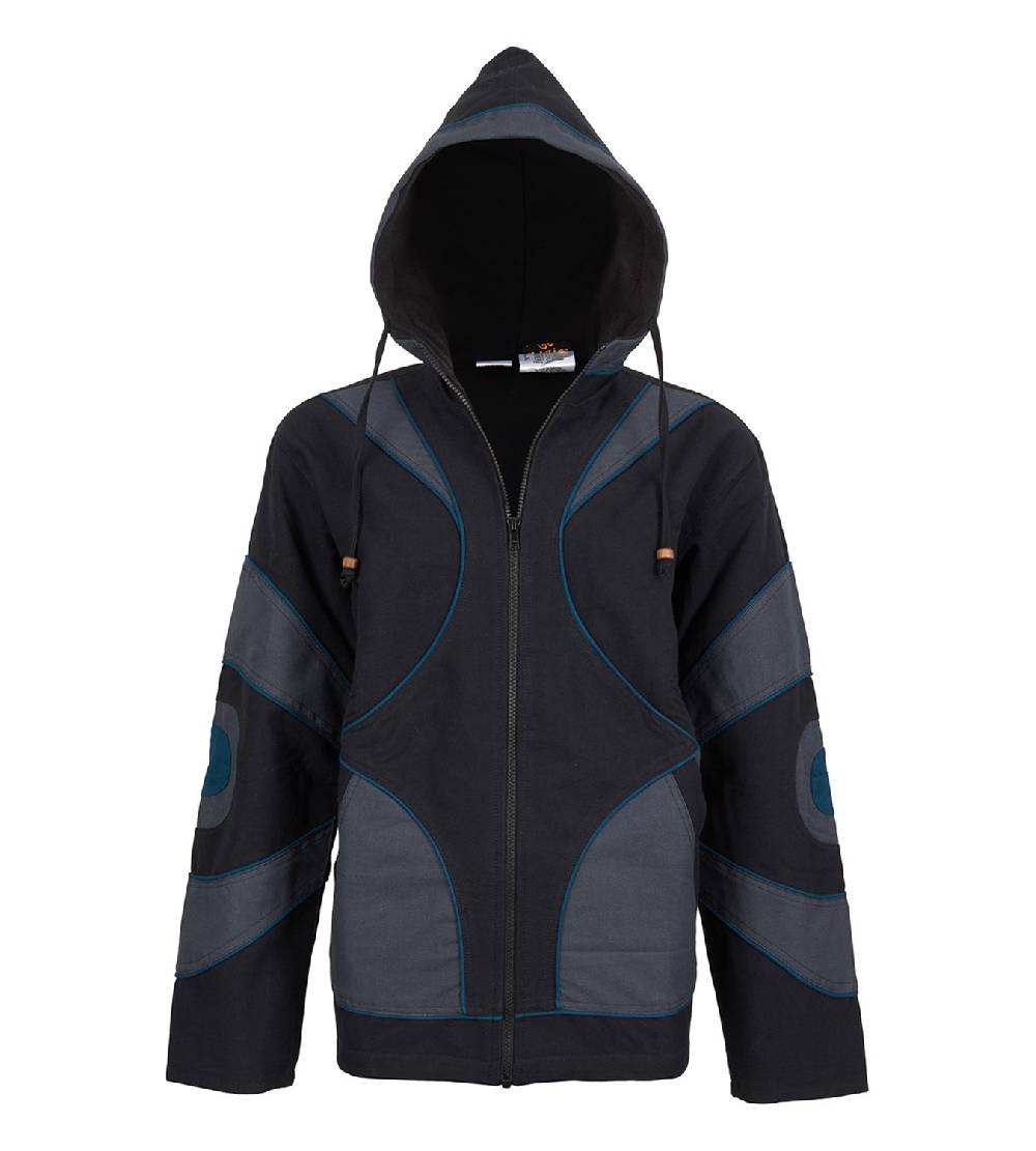 Kunst Und Magie Kunst und Magie Goa Canvas Baumwolljacke für Herren mit Fleecefutter