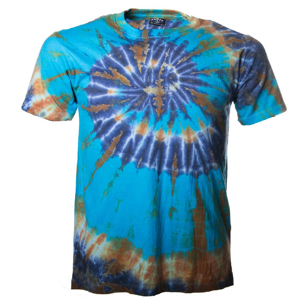 Kunst Und Magie Kunst Und Magie Herren Buntes 70er Retro Hippie Batik T-Shirt Im Tie Dye Batiklook