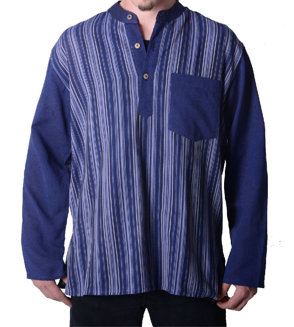 Kunst Und Magie Kunst Und Magie Herren Fischer-Hemd Baja Nepal - Baumwoll-Überzieher