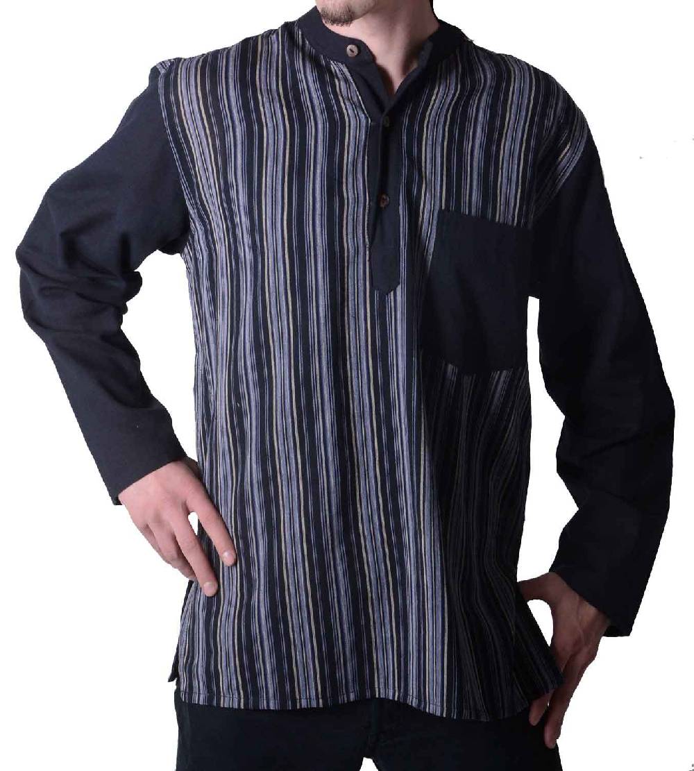 Kunst Und Magie Kunst Und Magie Herren Fischer-Hemd Baja Nepal - Baumwoll-Überzieher