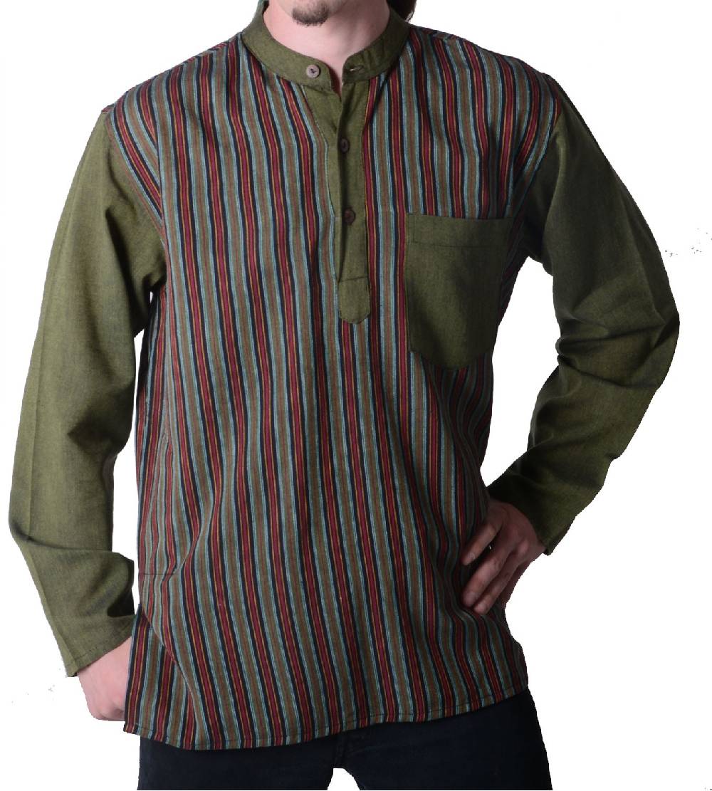 Kunst Und Magie Kunst und Magie Herren Fischer-Hemd Baja Nepal - Baumwoll-Überzieher