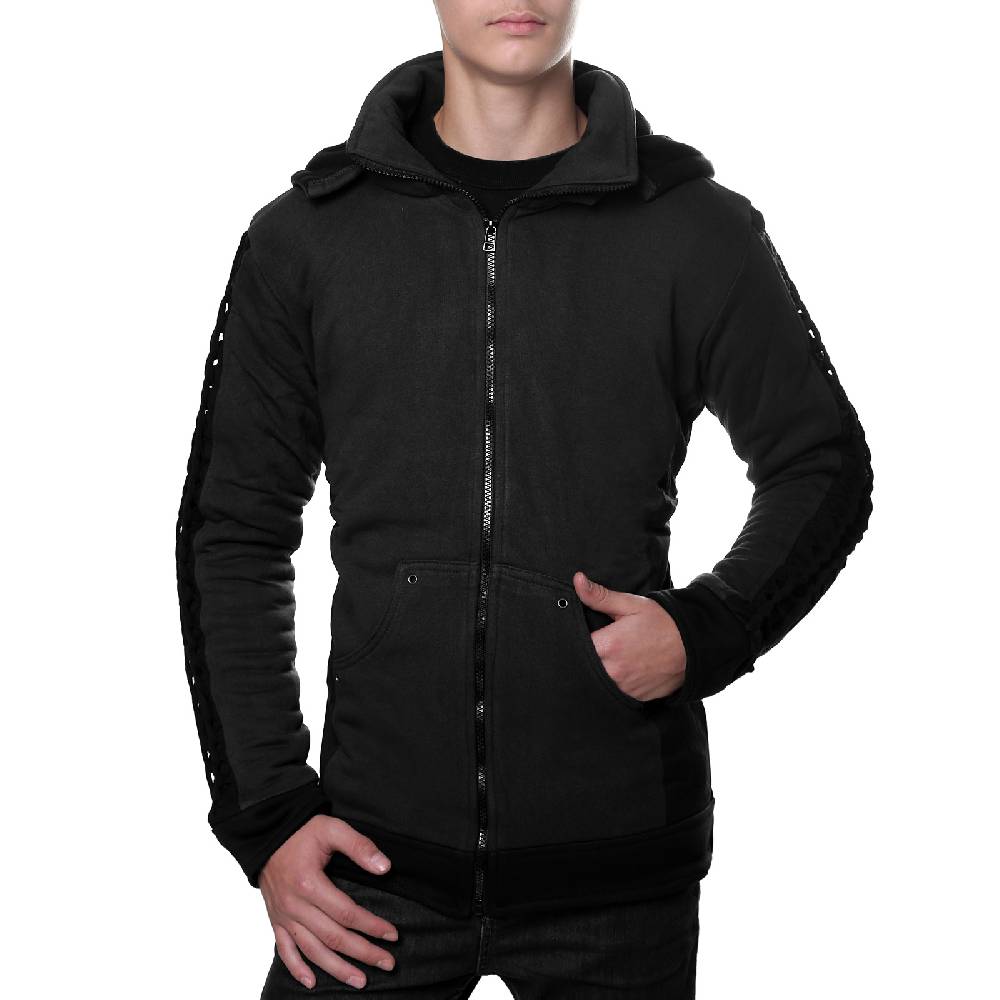 Kunst Und Magie Kunst Und Magie Herren Goajacke Aus Baumwolle Mit Fleecefutter, Kapuze Und Schnürungen Medieval