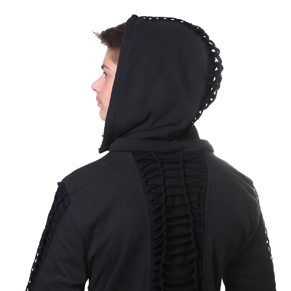 Kunst Und Magie Kunst Und Magie Herren Goajacke Aus Baumwolle Mit Fleecefutter, Kapuze Und Schnürungen Medieval