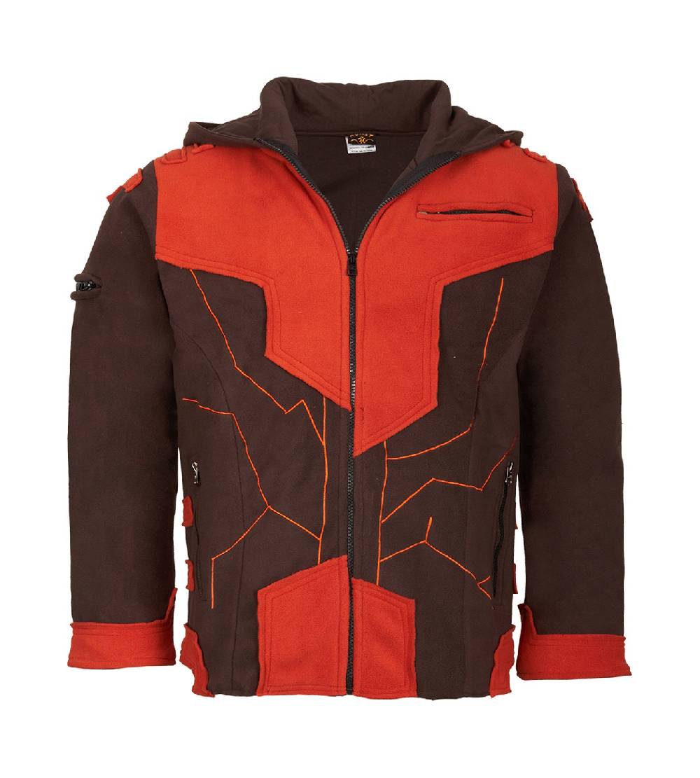 Kunst Und Magie Kunst Und Magie Herren Goajacke Fleece Fleecejacke Mit Futuristischen Patches