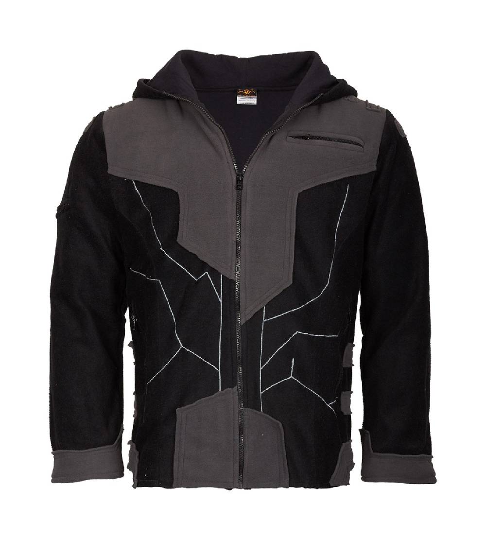 Kunst Und Magie Kunst Und Magie Herren Goajacke Fleece Fleecejacke Mit Futuristischen Patches