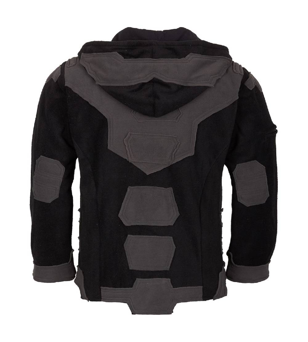 Kunst Und Magie Kunst Und Magie Herren Goajacke Fleece Fleecejacke Mit Futuristischen Patches