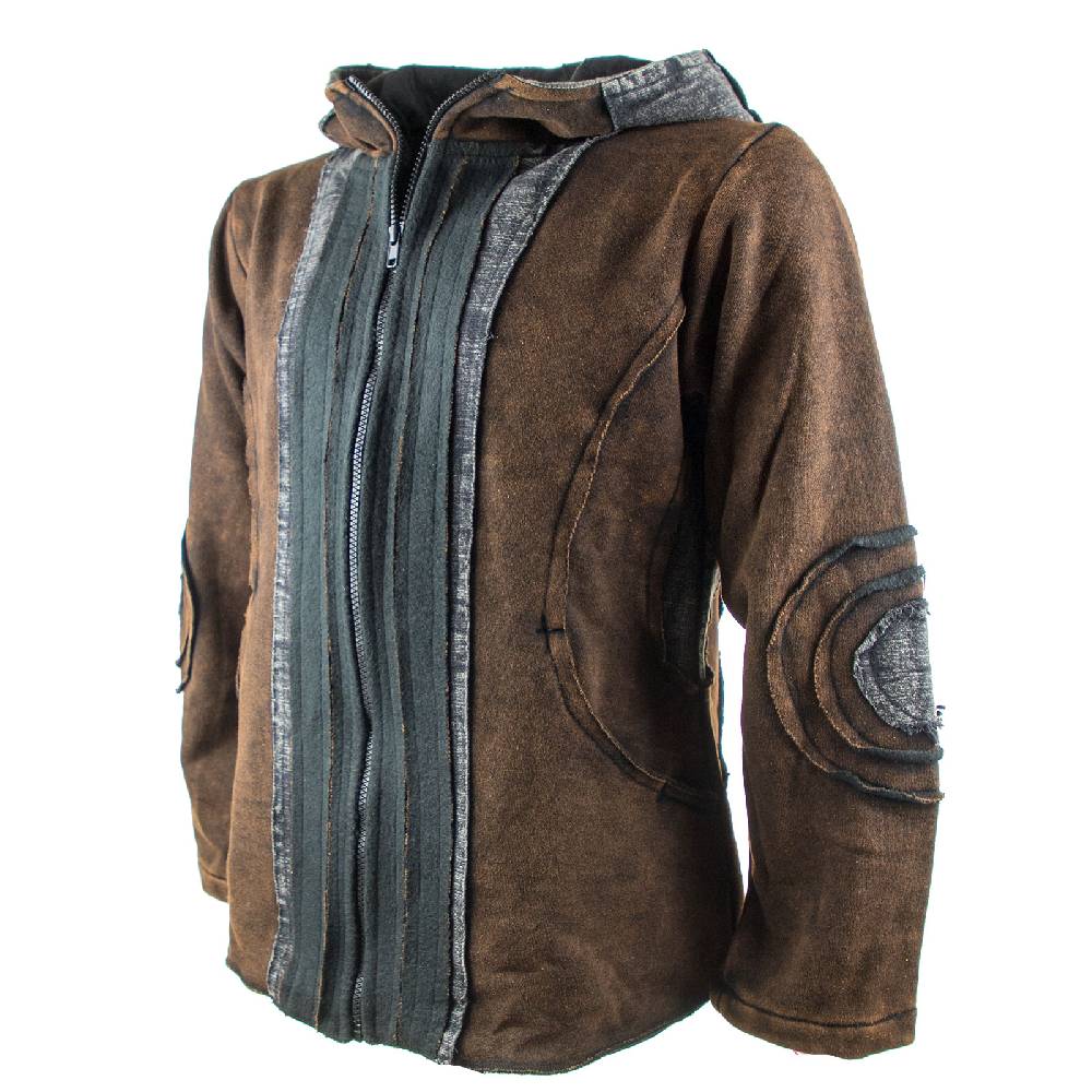 Kunst Und Magie Kunst und Magie Herren Goajacke Stonewashesd aus Baumwolle mit Zipfelkapuze