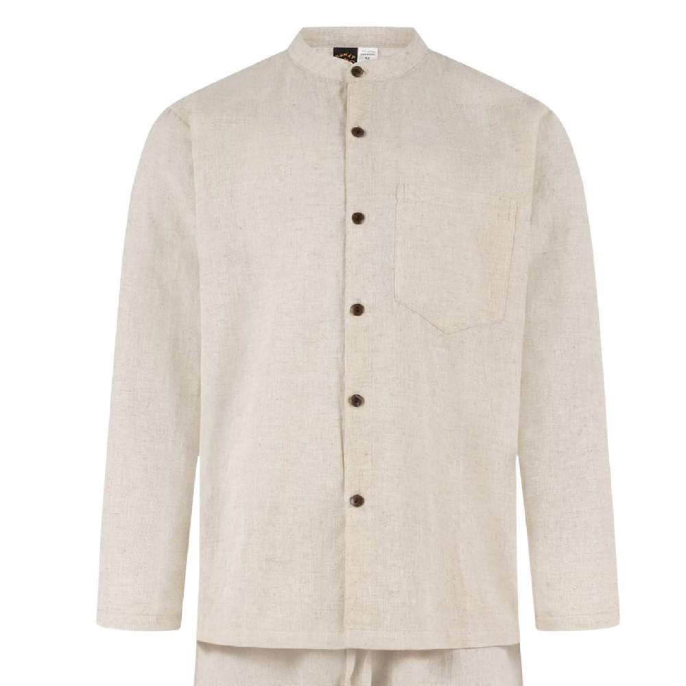 Kunst Und Magie Kunst Und Magie Herren Hanf -Fischerhemd Freizeit Hemd Bequemer Schnitt Nachhaltig Fair Sommerhemd