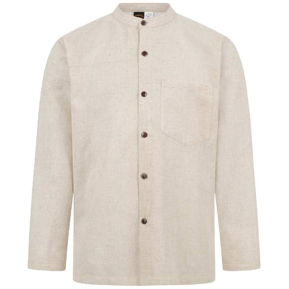 Kunst Und Magie Kunst und Magie Herren Hanf -Fischerhemd Freizeit Hemd bequemer Schnitt Nachhaltig Fair Sommerhemd