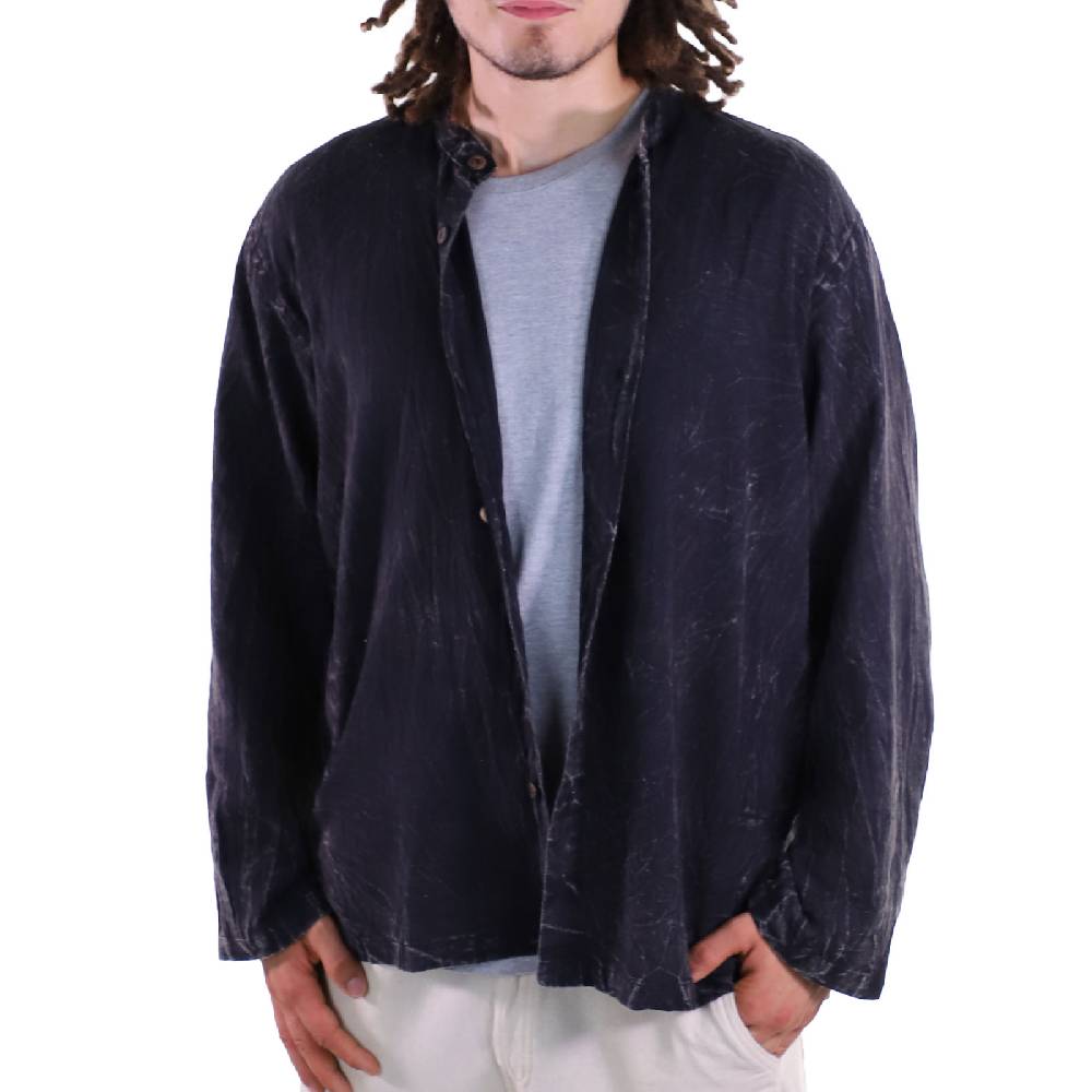 Kunst Und Magie KUNST UND MAGIE Herren Hemd Stonewashed Fischerhemd Freizeithemd