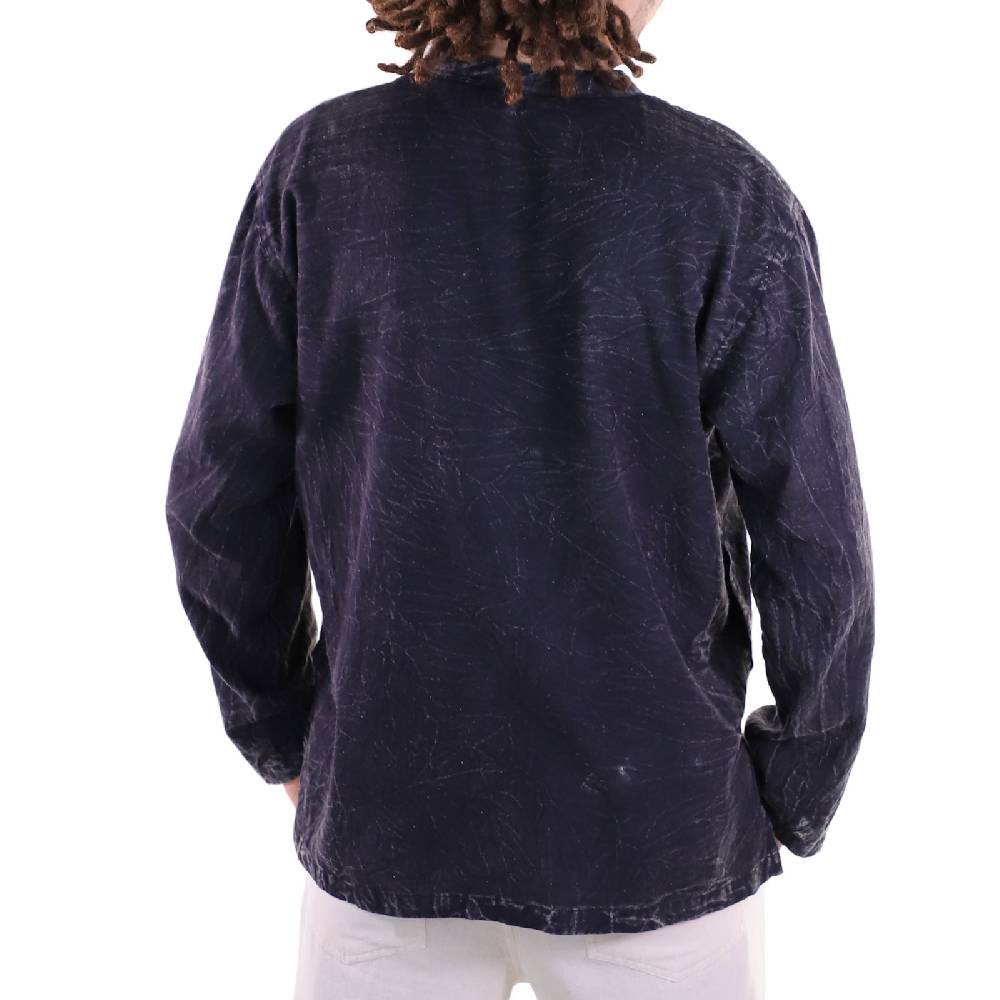 Kunst Und Magie KUNST UND MAGIE Herren Hemd Stonewashed Fischerhemd Freizeithemd