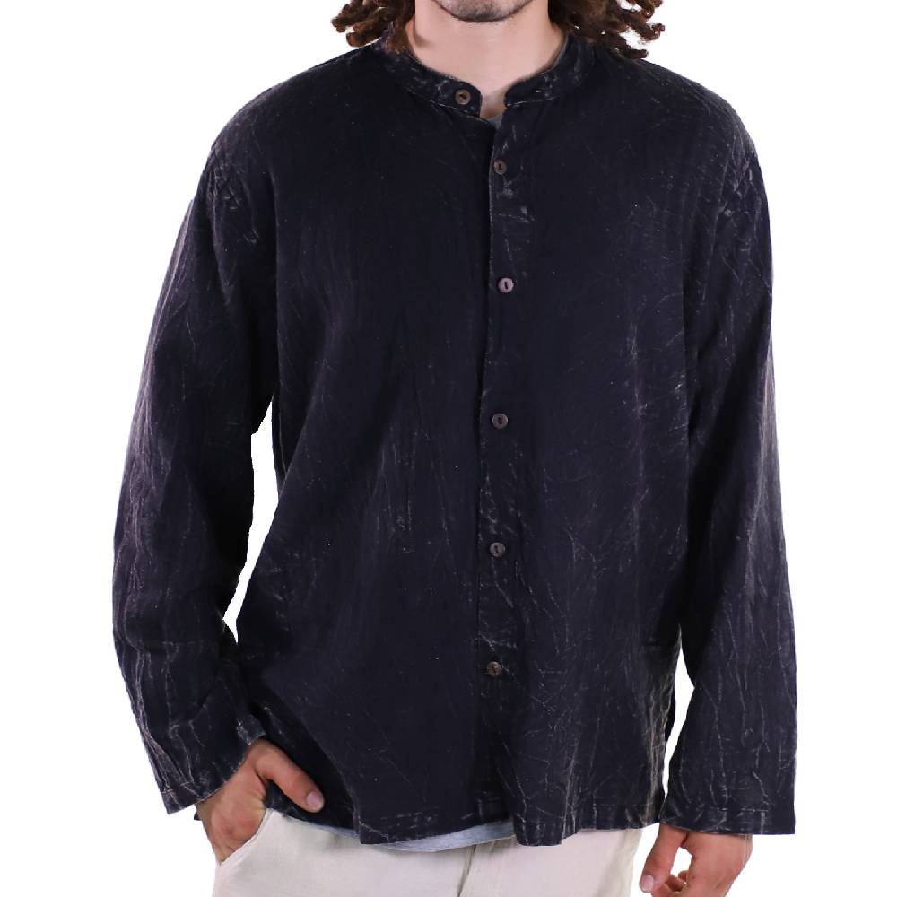 Kunst Und Magie KUNST UND MAGIE Herren Hemd stonewashed Fischerhemd Freizeithemd