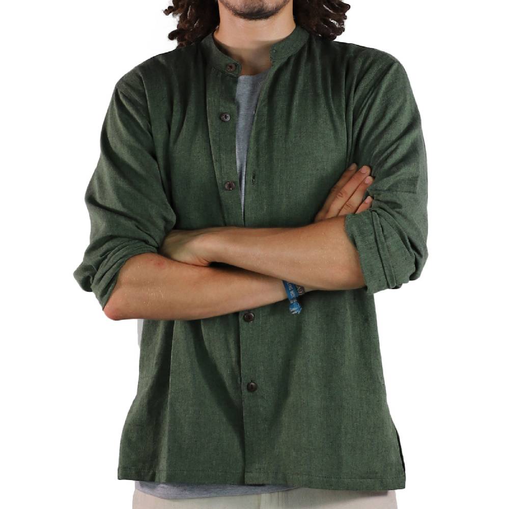 Kunst Und Magie KUNST UND MAGIE Herren Hemd Unifarben Fischerhemd Freizeithemd Goa