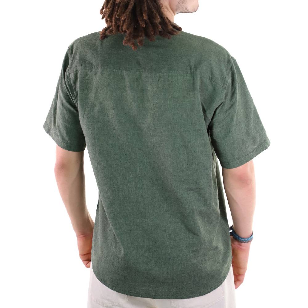 Kunst Und Magie KUNST UND MAGIE Herren Hemd Unifarben Kurzarm Fischerhemd Freizeithemd