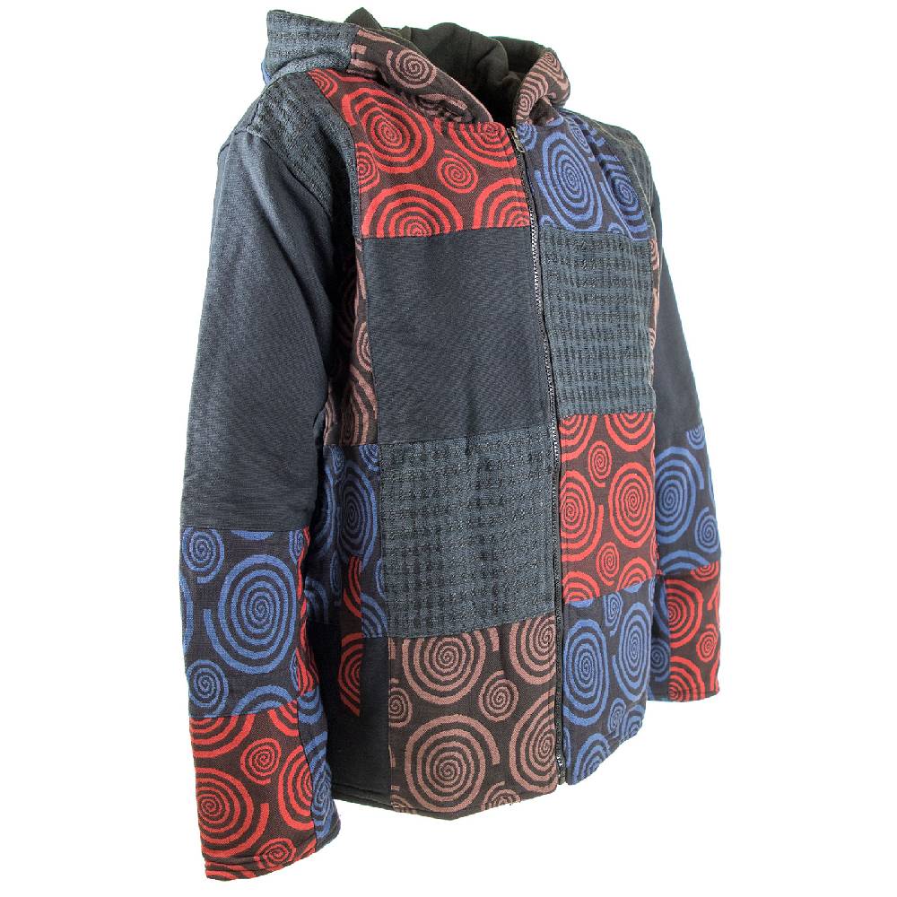Kunst Und Magie Kunst und Magie Herren Patchwork Jacke mit Kapuze
