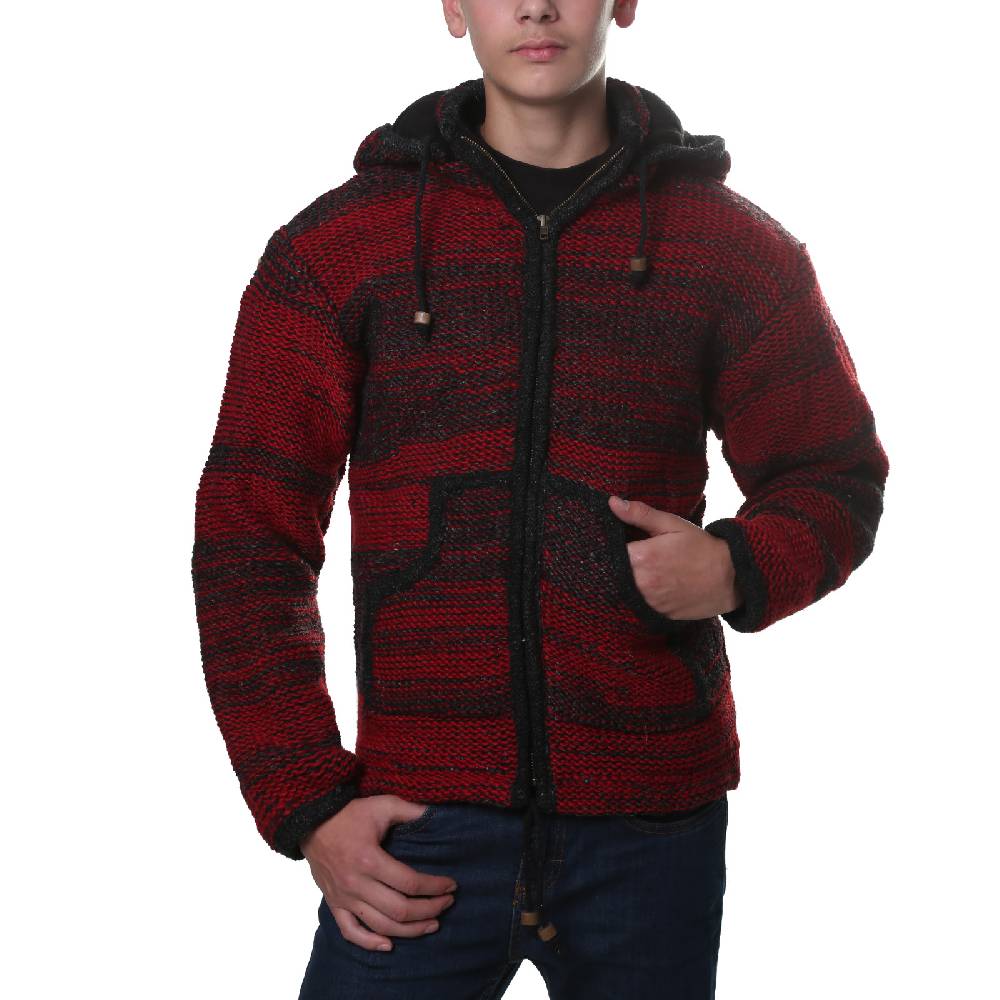 Kunst Und Magie Kunst Und Magie Herren Strickjacke Fleecefutter Schurwolle Abnehmbare Kapuze