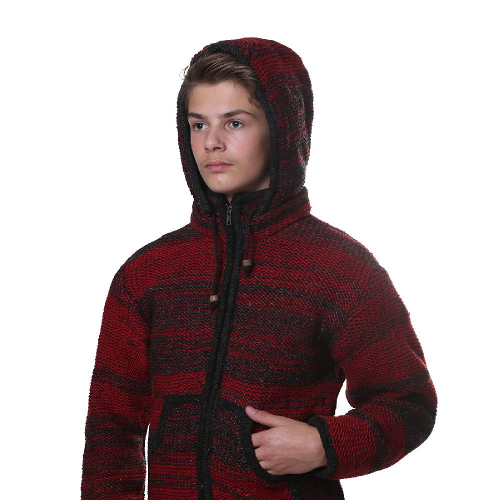 Kunst Und Magie Kunst Und Magie Herren Strickjacke Fleecefutter Schurwolle Abnehmbare Kapuze