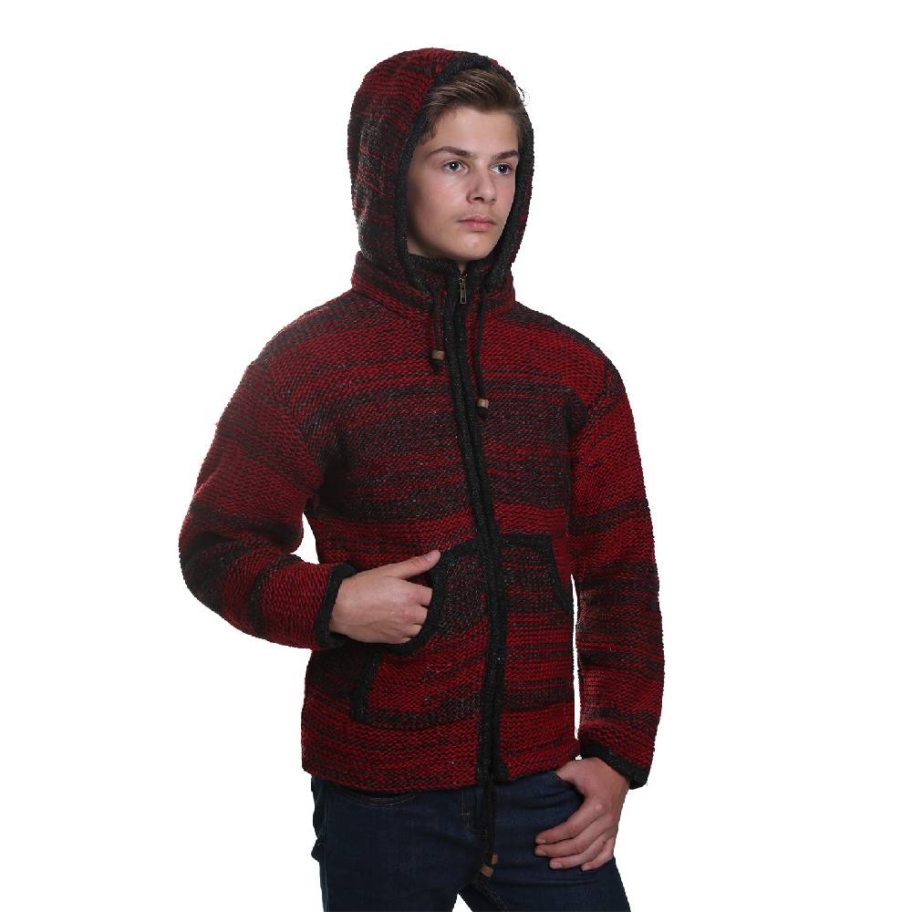 Kunst Und Magie Kunst Und Magie Herren Strickjacke Fleecefutter Schurwolle Abnehmbare Kapuze