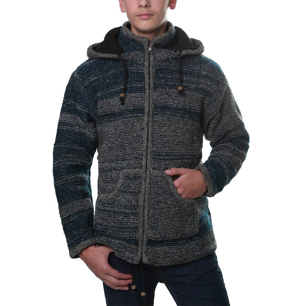 Kunst Und Magie Kunst und Magie Herren Strickjacke Fleecefutter Schurwolle abnehmbare Kapuze