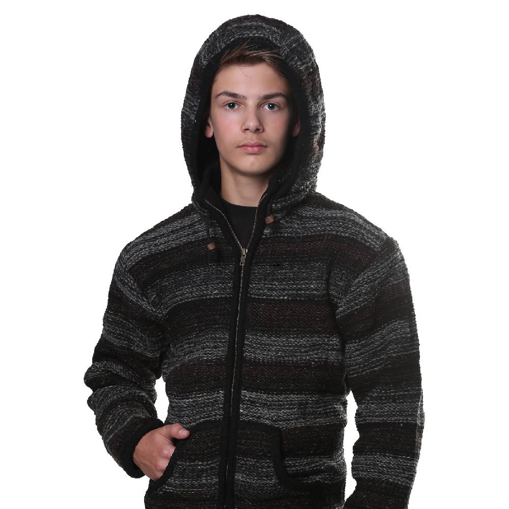 Kunst Und Magie Kunst Und Magie Herren Strickjacke Wolljacke Mit Fleecefutter Aus Schurwolle Mit Abnehmbarer Kapuze