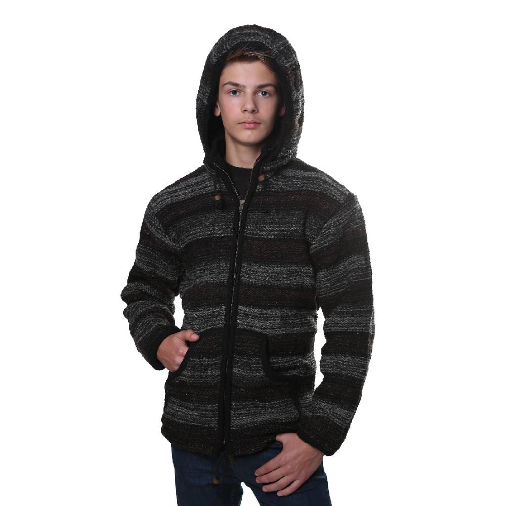 Kunst Und Magie Kunst Und Magie Herren Strickjacke Wolljacke Mit Fleecefutter Aus Schurwolle Mit Abnehmbarer Kapuze