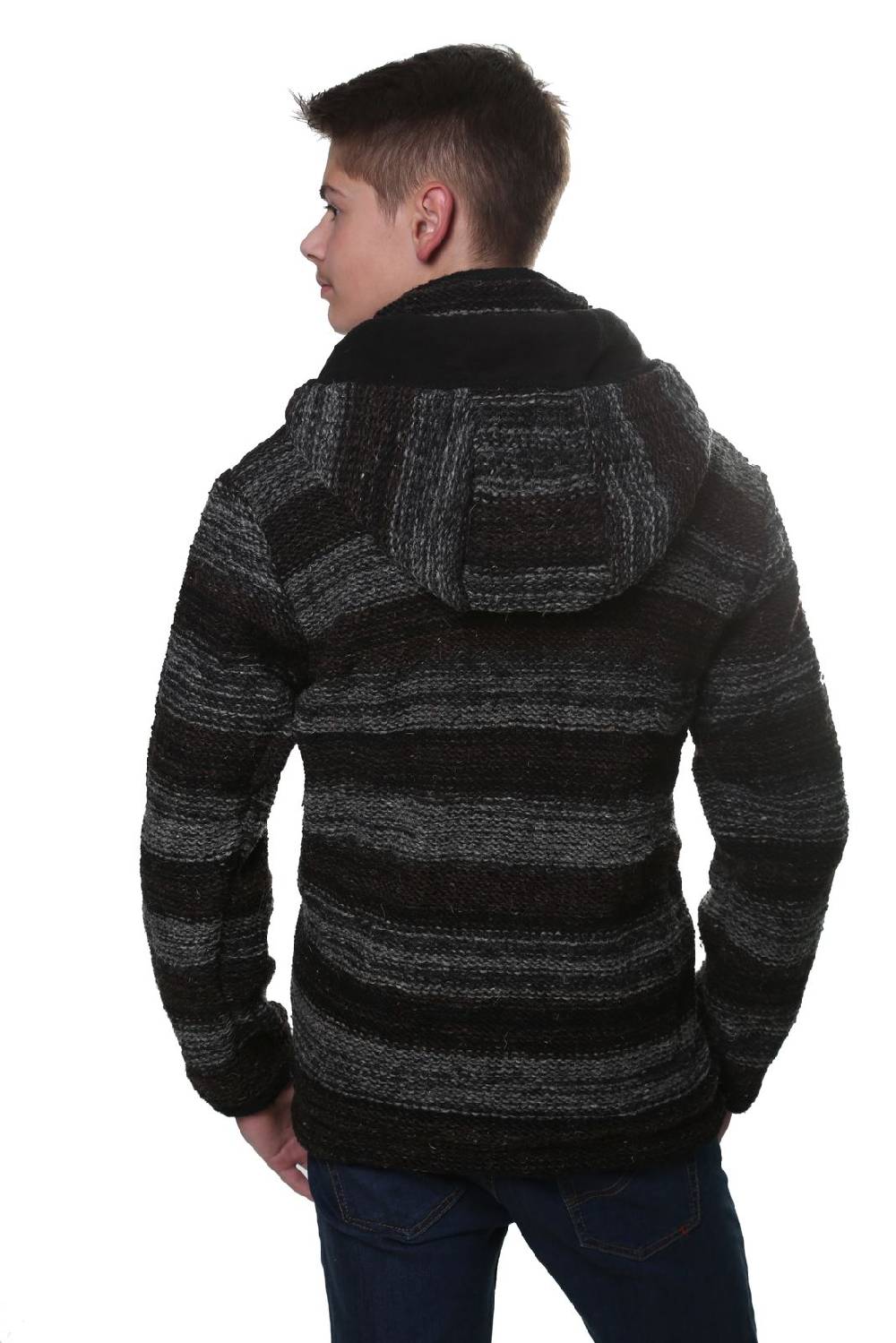 Kunst Und Magie Kunst Und Magie Herren Strickjacke Wolljacke Mit Fleecefutter Aus Schurwolle Mit Abnehmbarer Kapuze