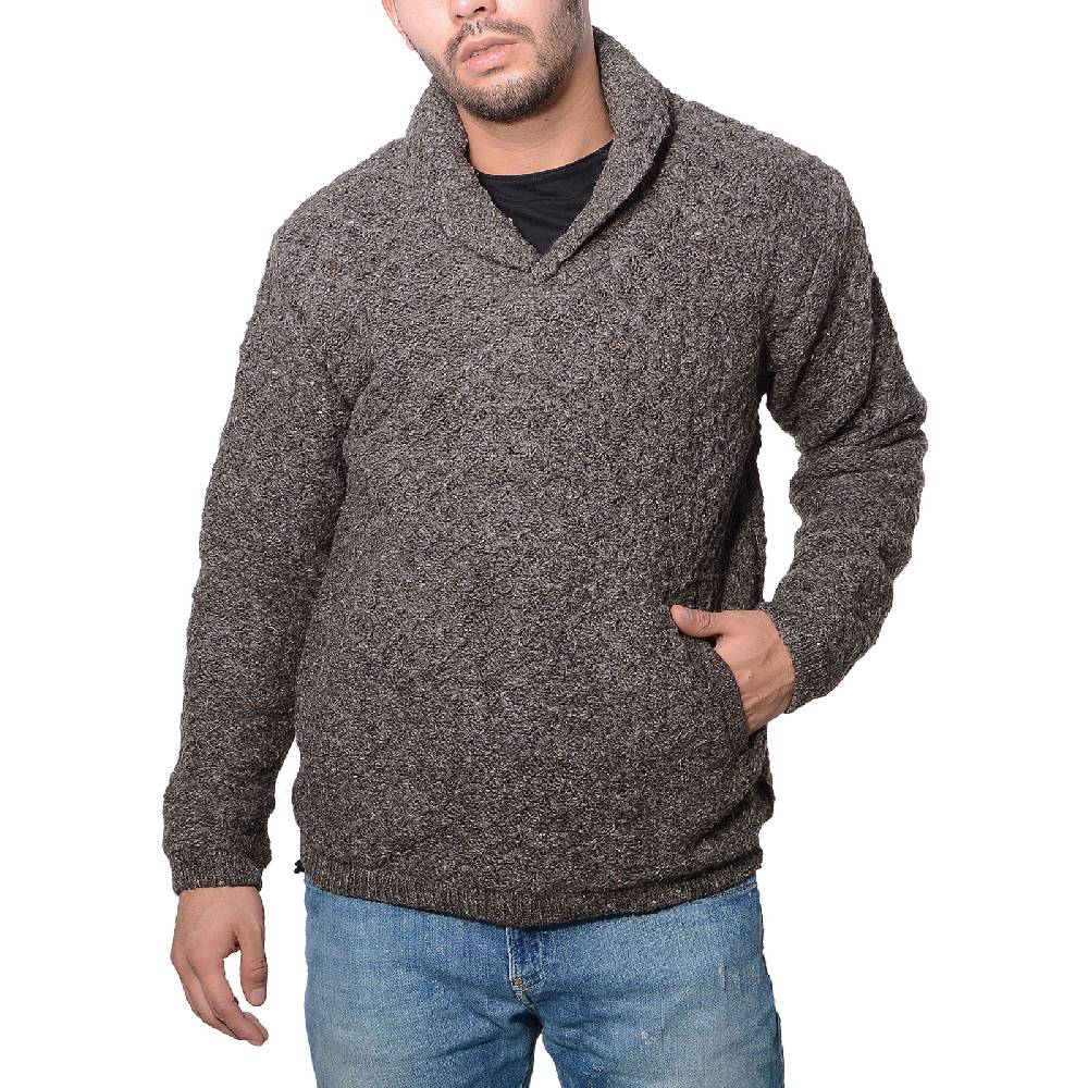 Kunst Und Magie Kunst und Magie Herren Strickpullover Wollpullover mit Schalkragen und warmen Fleecefutter