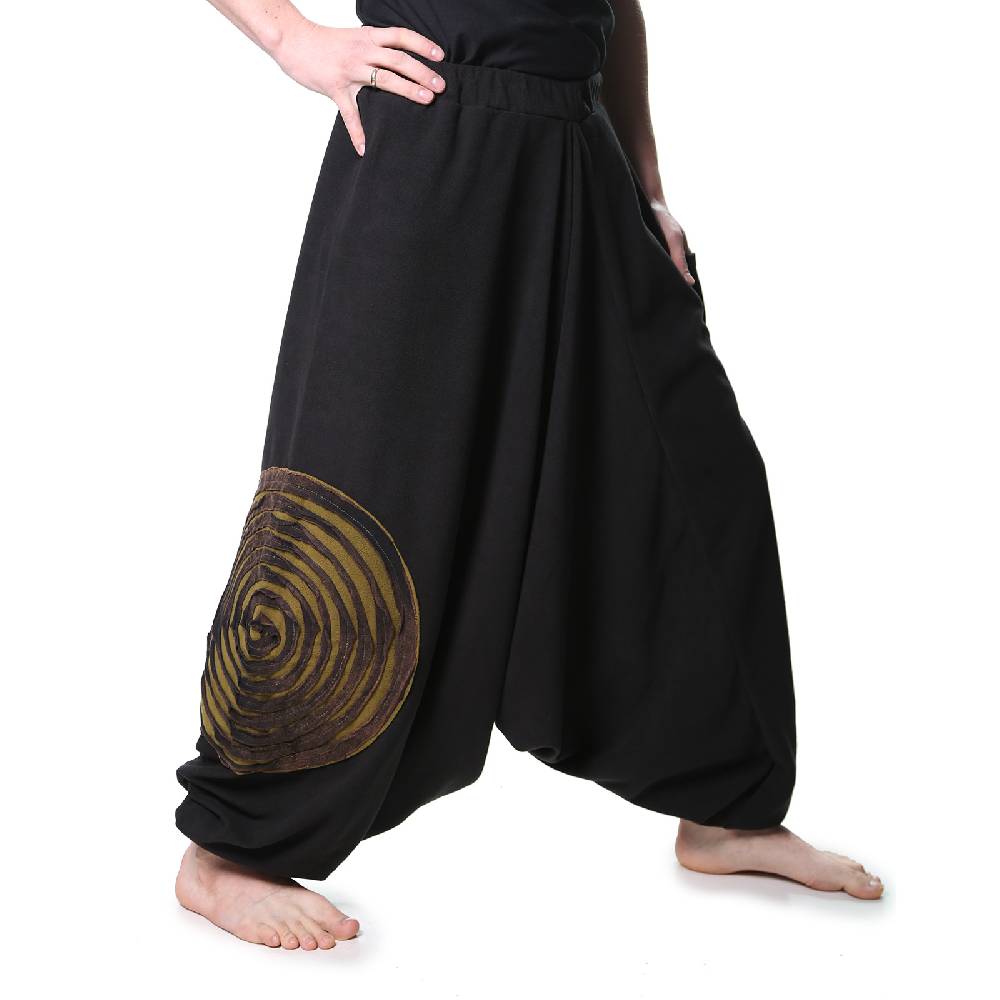Kunst Und Magie Kunst und Magie Herren Thermo Fleecehose Haremshose Psy Goa Pluderhose ALADINHOSE Lang