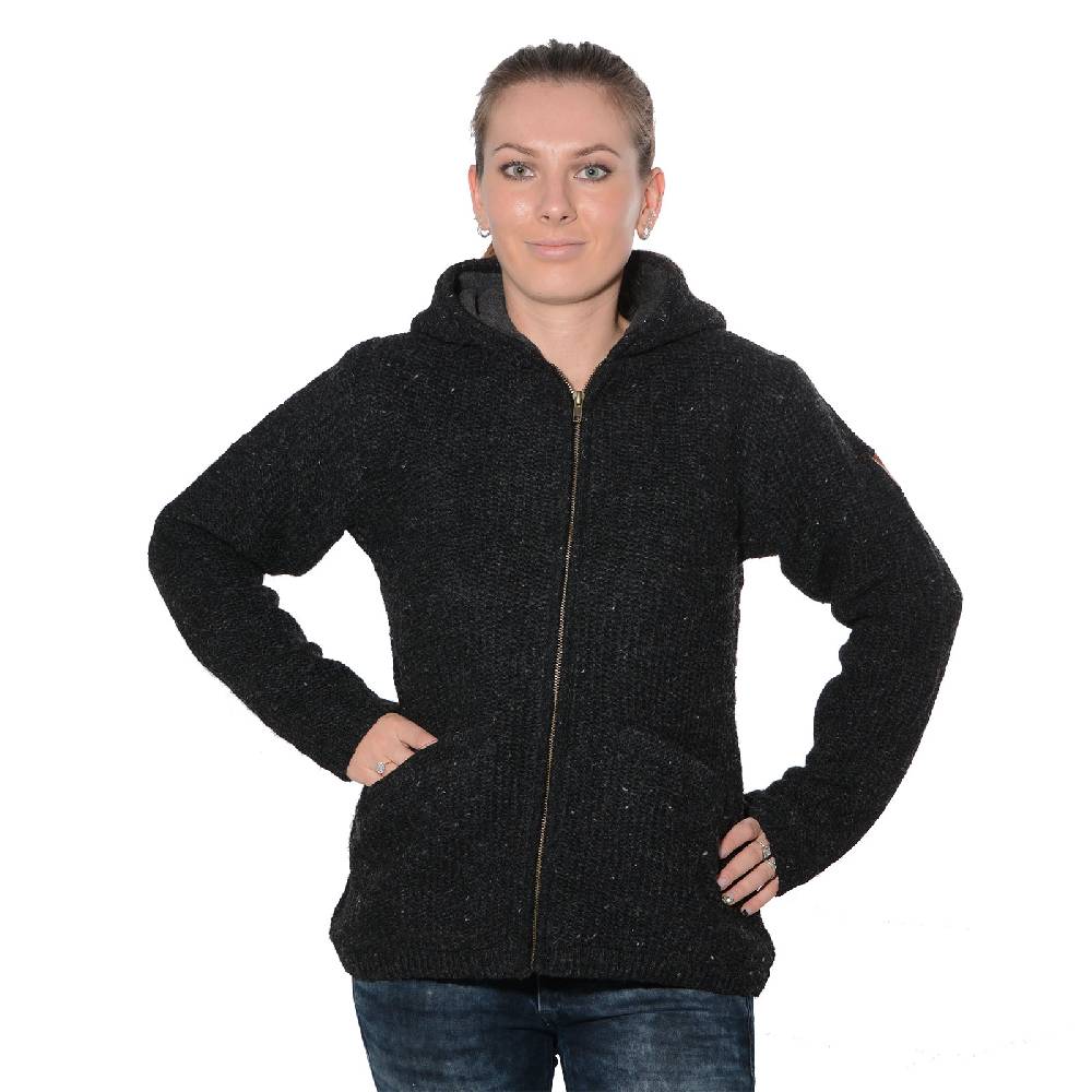 Kunst Und Magie Kunst Und Magie Klassische Damen Strickjacke Wolle Jacke Mit Fleecefutter Und Zipfelkapuze