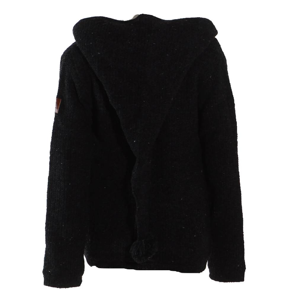 Kunst Und Magie Kunst Und Magie Klassische Damen Strickjacke Wolle Jacke Mit Fleecefutter Und Zipfelkapuze