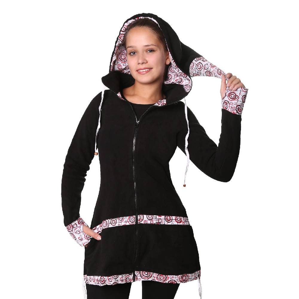 Kunst Und Magie Kunst Und Magie Kurzer Damenmantel Aus Fleece Mit Abnehmbarer Zipfelkapuze Fairy