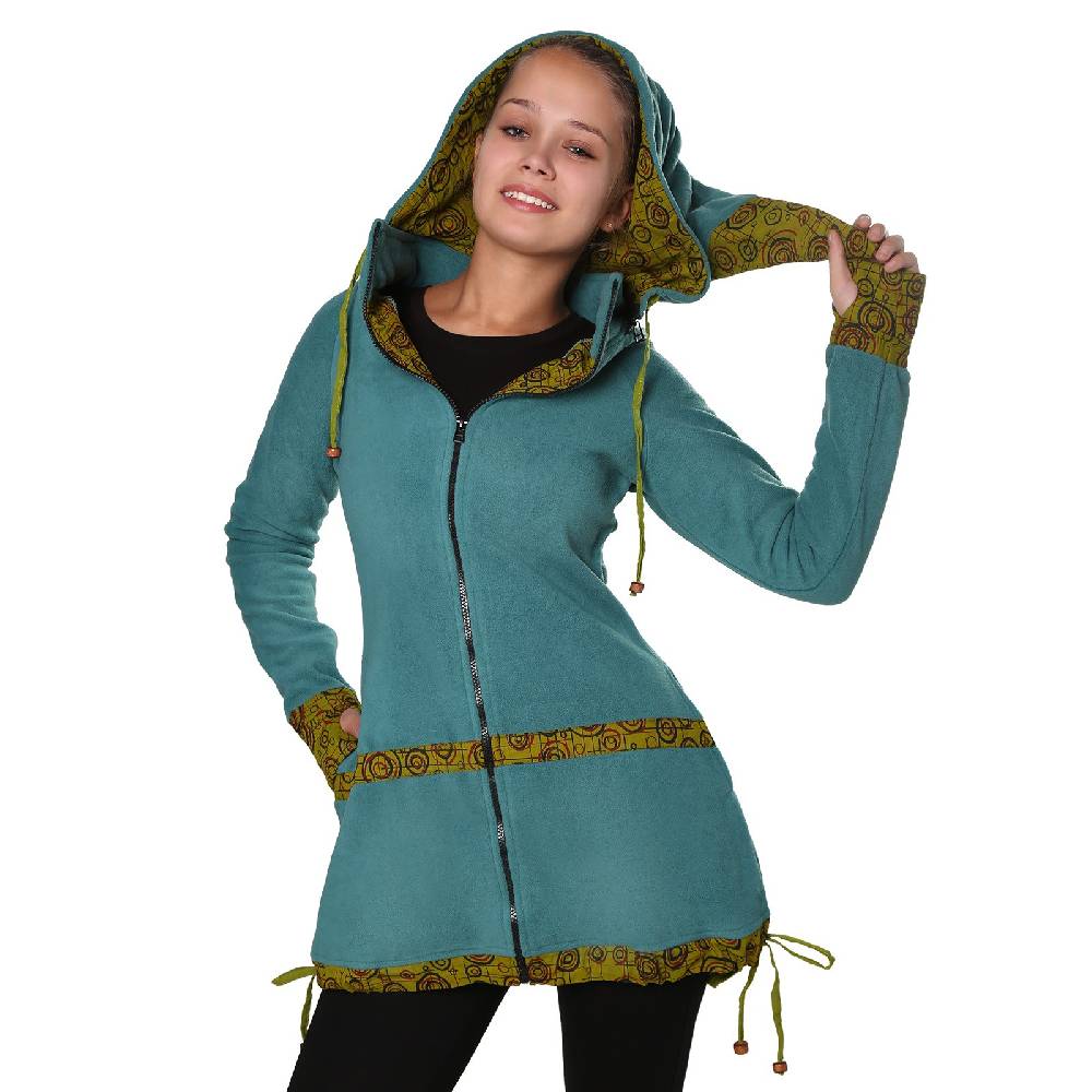 Kunst Und Magie Kunst Und Magie Kurzer Damenmantel Aus Fleece Mit Abnehmbarer Zipfelkapuze Fairy