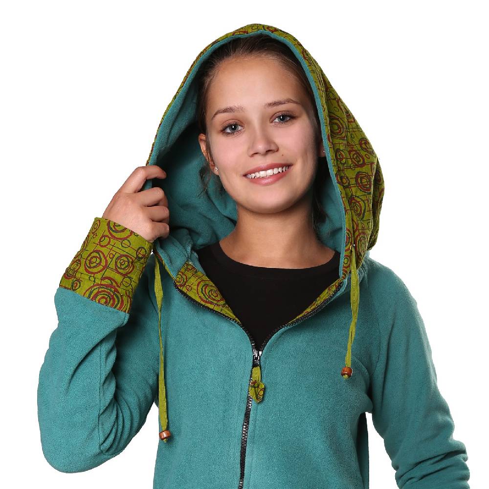 Kunst Und Magie Kunst Und Magie Kurzer Damenmantel Aus Fleece Mit Kapuze