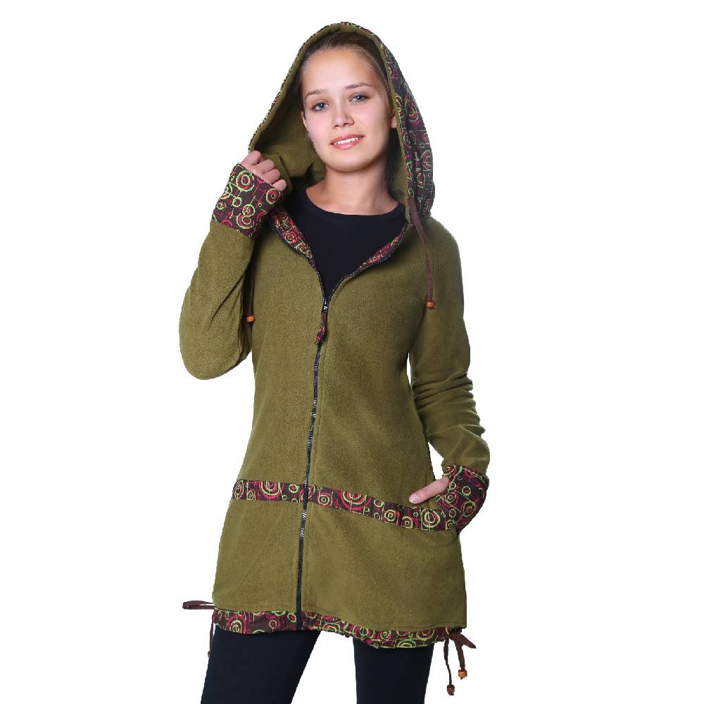 Kunst Und Magie Kunst Und Magie Kurzer Damenmantel Aus Fleece Mit Kapuze