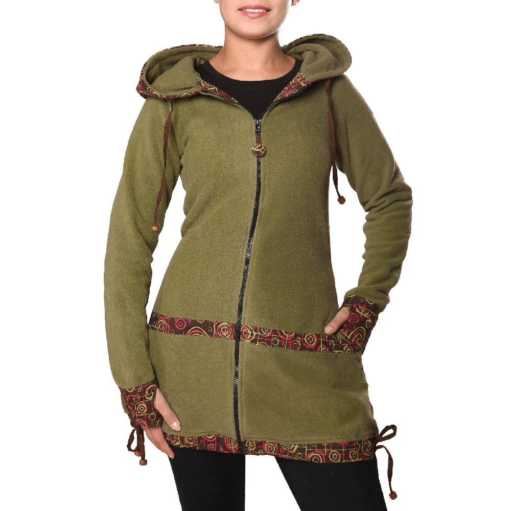 Kunst Und Magie Kunst und Magie kurzer Damenmantel aus Fleece mit Kapuze