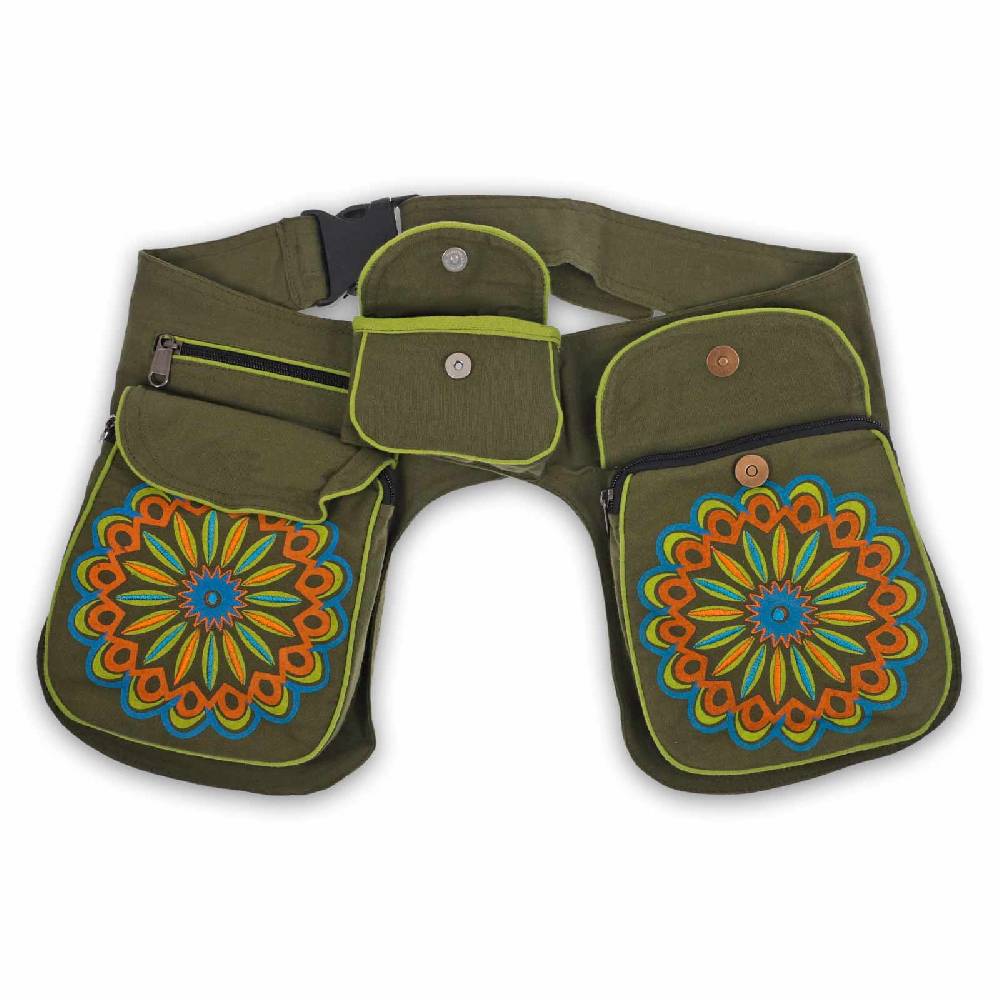 Kunst Und Magie KUNST UND MAGIE Mandala Doppel Bauchtasche Hüfttasche Mandala Gürteltasche Festivaltasche Sidebag