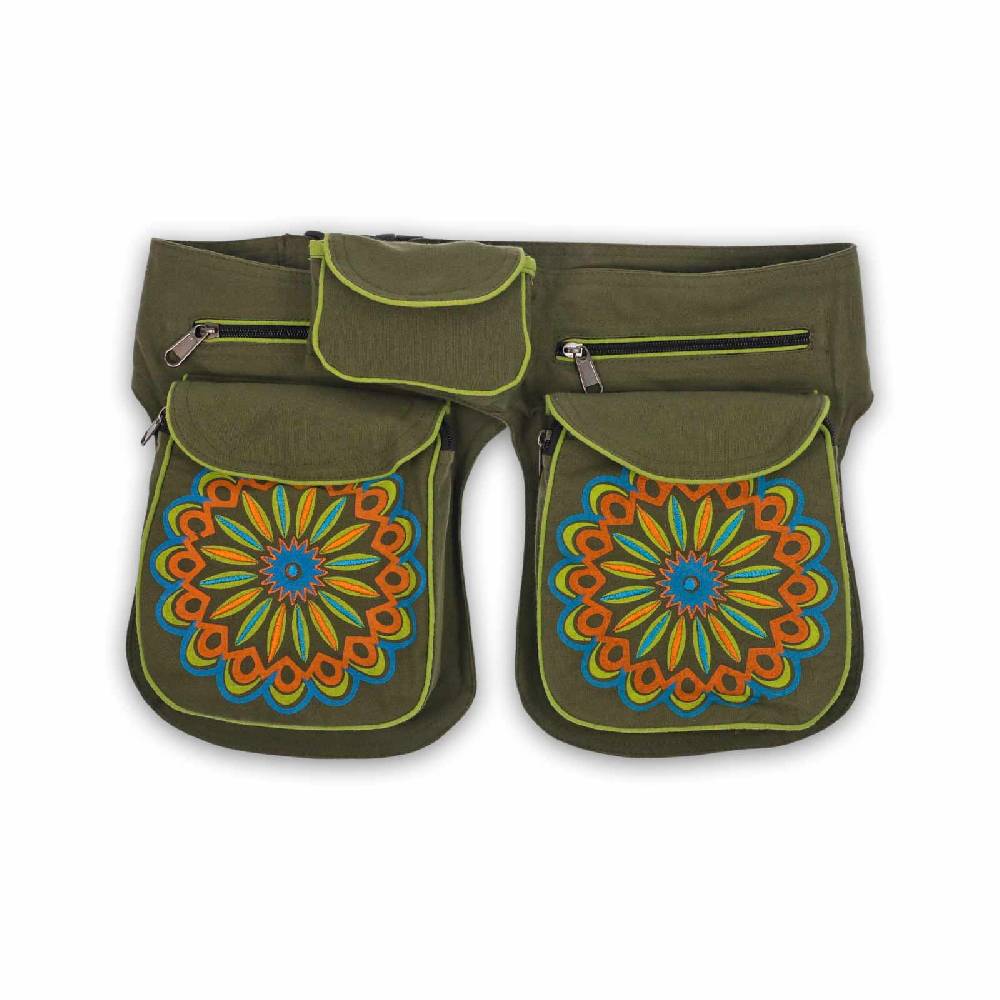 Kunst Und Magie KUNST UND MAGIE Mandala Doppel Bauchtasche Hüfttasche Mandala Gürteltasche Festivaltasche Sidebag