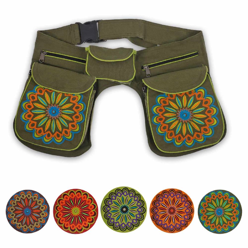Kunst Und Magie KUNST UND MAGIE Mandala Doppel Bauchtasche Hüfttasche Mandala Gürteltasche Festivaltasche Sidebag