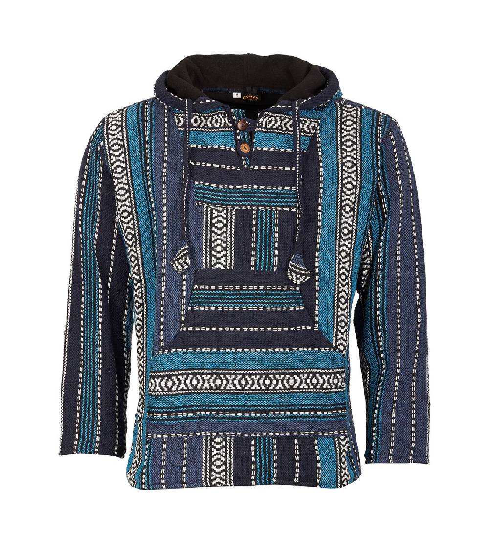 Kunst Und Magie Kunst und Magie Nepal Baja Jerga Sweatshirt Poncho mit Fleecefutter Kapuze
