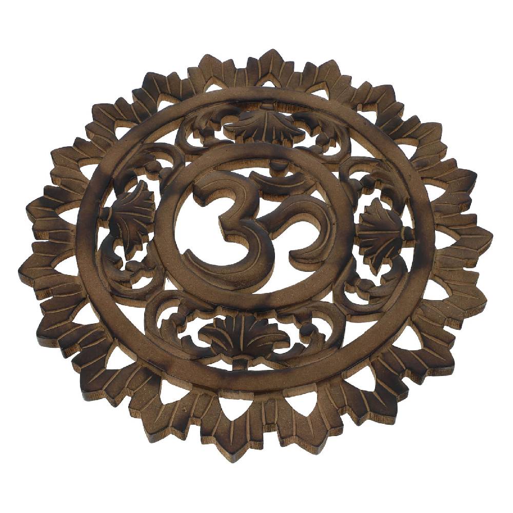 Kunst Und Magie Kunst und Magie OM Kraftsymbol Aum Mandala Wandschmuck aus Holz