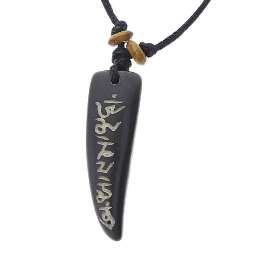 Kunst Und Magie Kunst und Magie Om Manie Padme Hum Stab Anhänger Amulett Beige ca. 3,6 cm