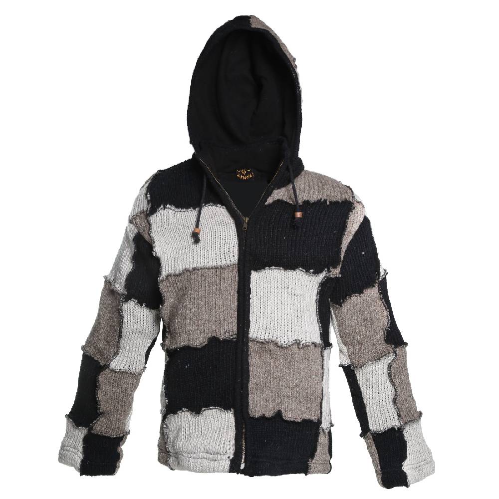 Kunst Und Magie Kunst Und Magie Patchwork Strickjacke Mit Zipfelkapuze Nachhaltig No Waist