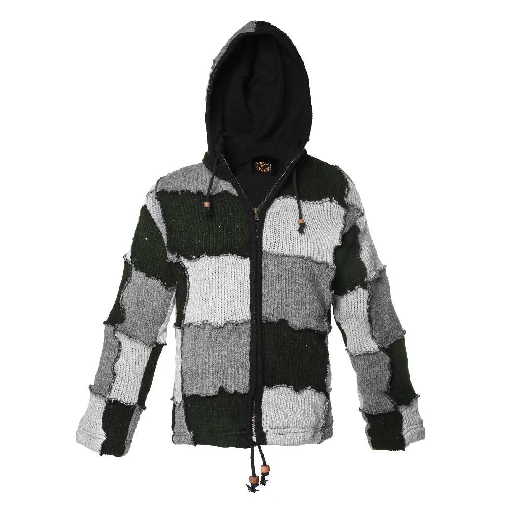 Kunst Und Magie Kunst Und Magie Patchwork Strickjacke Mit Zipfelkapuze Nachhaltig No Waist