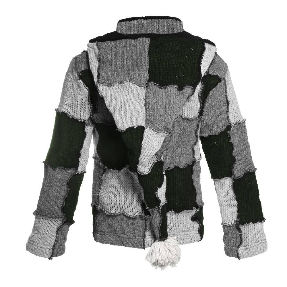 Kunst Und Magie Kunst Und Magie Patchwork Strickjacke Mit Zipfelkapuze Nachhaltig No Waist