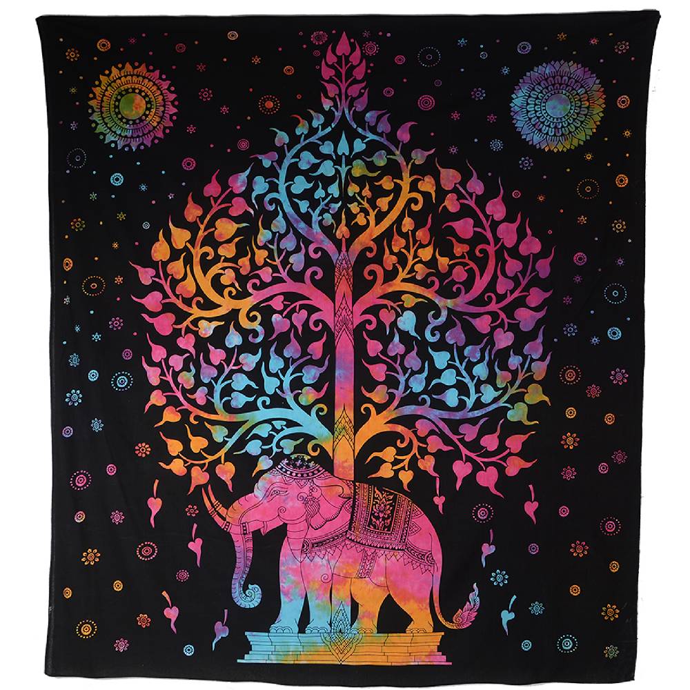 Kunst Und Magie Kunst und Magie Poster Wandbehang Baum des Lebens und Elefant ca. 103 x 73 cm