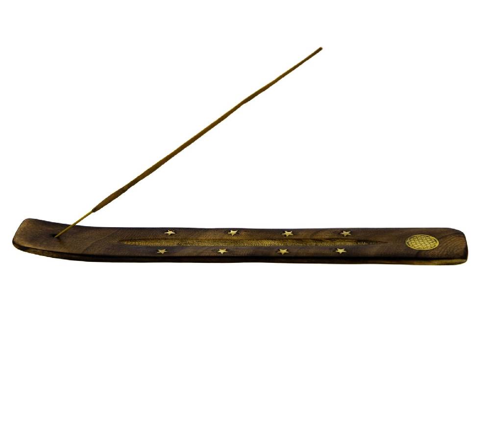 Kunst Und Magie Kunst Und Magie Räucherstäbchenhalter Aus Holz Mit Blume Des Lebens Symbol