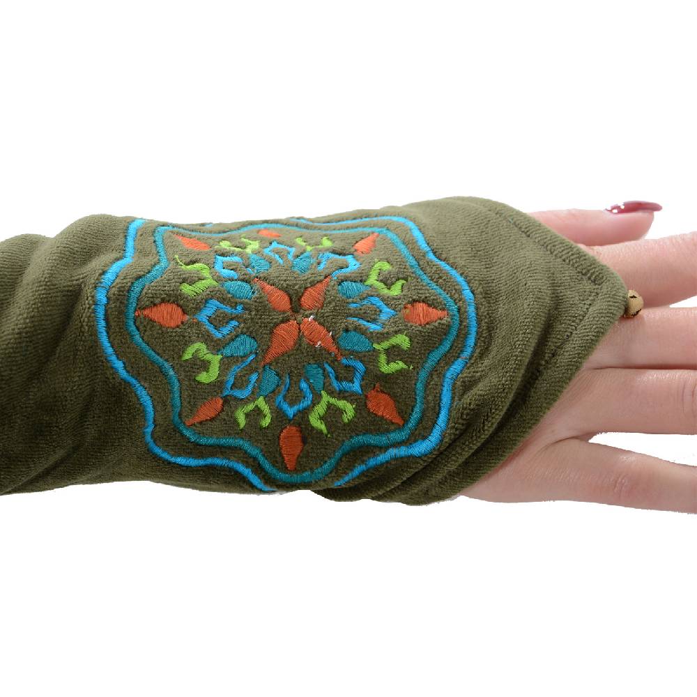 Kunst Und Magie Kunst Und Magie Samt Armstulpen Stulpen Handwärmer "Mandala Muster" Handschuhe
