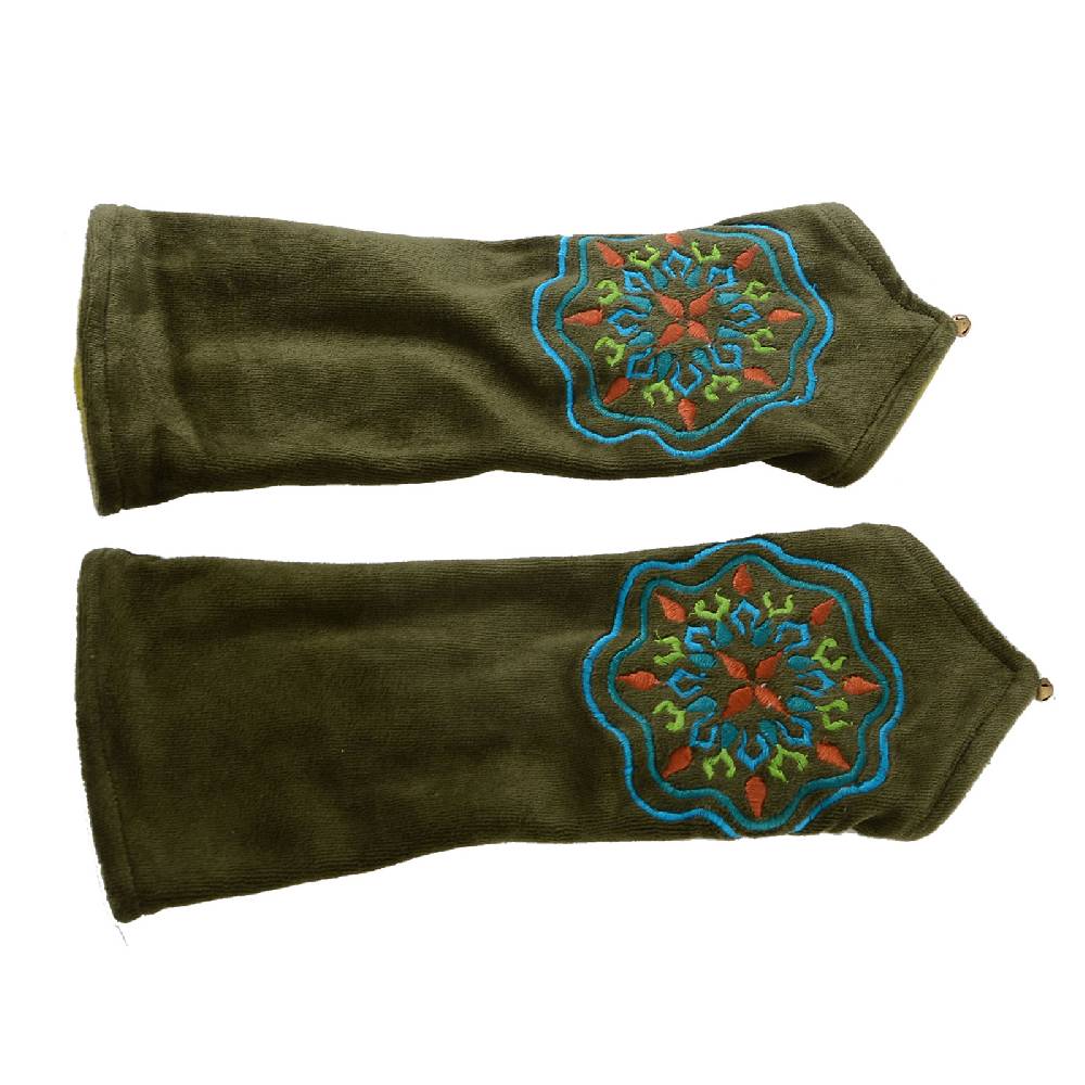 Kunst Und Magie Kunst Und Magie Samt Armstulpen Stulpen Handwärmer "Mandala Muster" Handschuhe