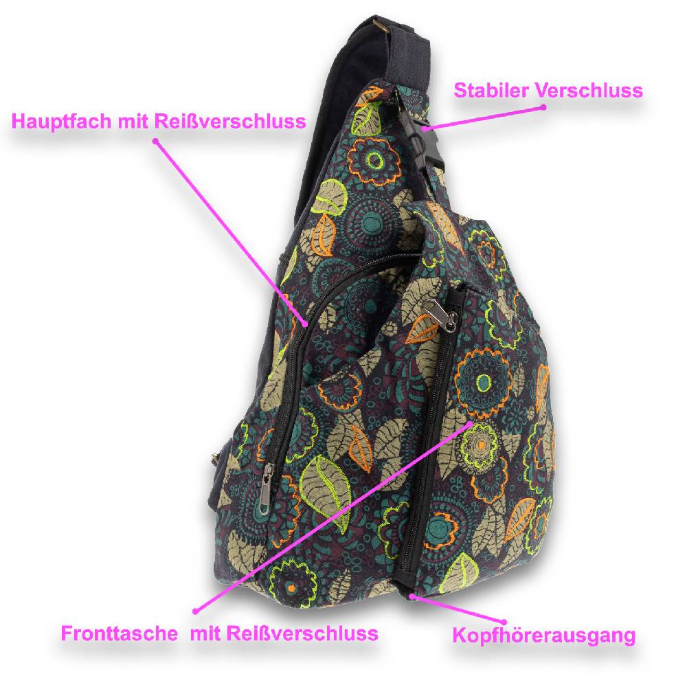 Kunst Und Magie Kunst Und Magie Sling Bag Hippie Goa Bodybag Schultertasche Mandala Rucksack L